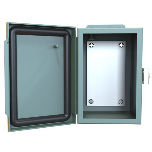 Product image for HAMMOND 1414PHC4 ENCLOSURE JIC OT 6X4X4 HINGE CLAMPED COVER N12 N13 W/PANEL