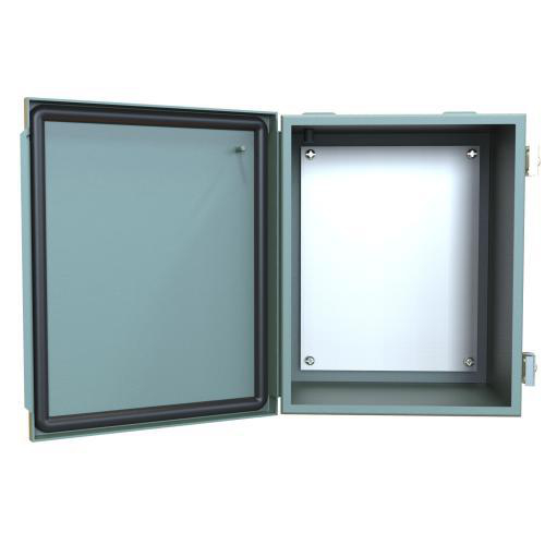 Product image for Enclosure hinge-cover ms grey 10X8X6in NEMA12