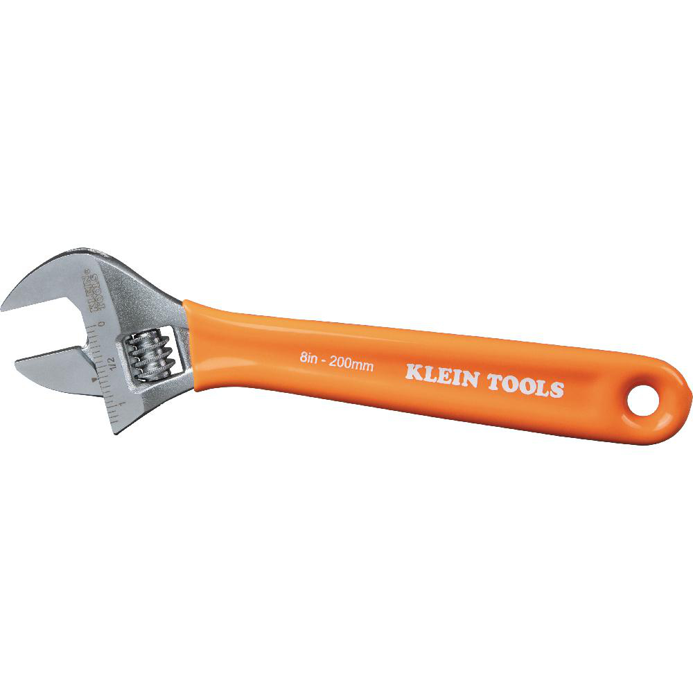 Product image for KLEIN O5078 TOOL ADJ WRENCH 8" EXTRA CAPACITY-ORANGE PLASTIC DIPPED HANDLE FINISH