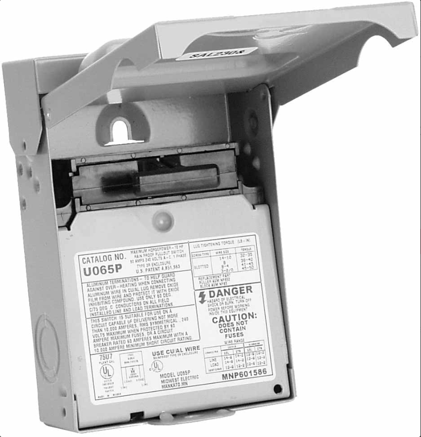 ABB U065P INTERRUPTEUR (PULL OUT)NEMA3R 60A240V METAL