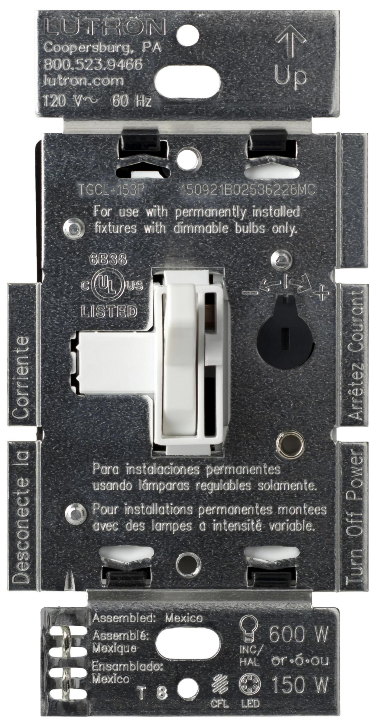 Product image for LUTRON AYCL-153P-WH DIMMER ARIADNI