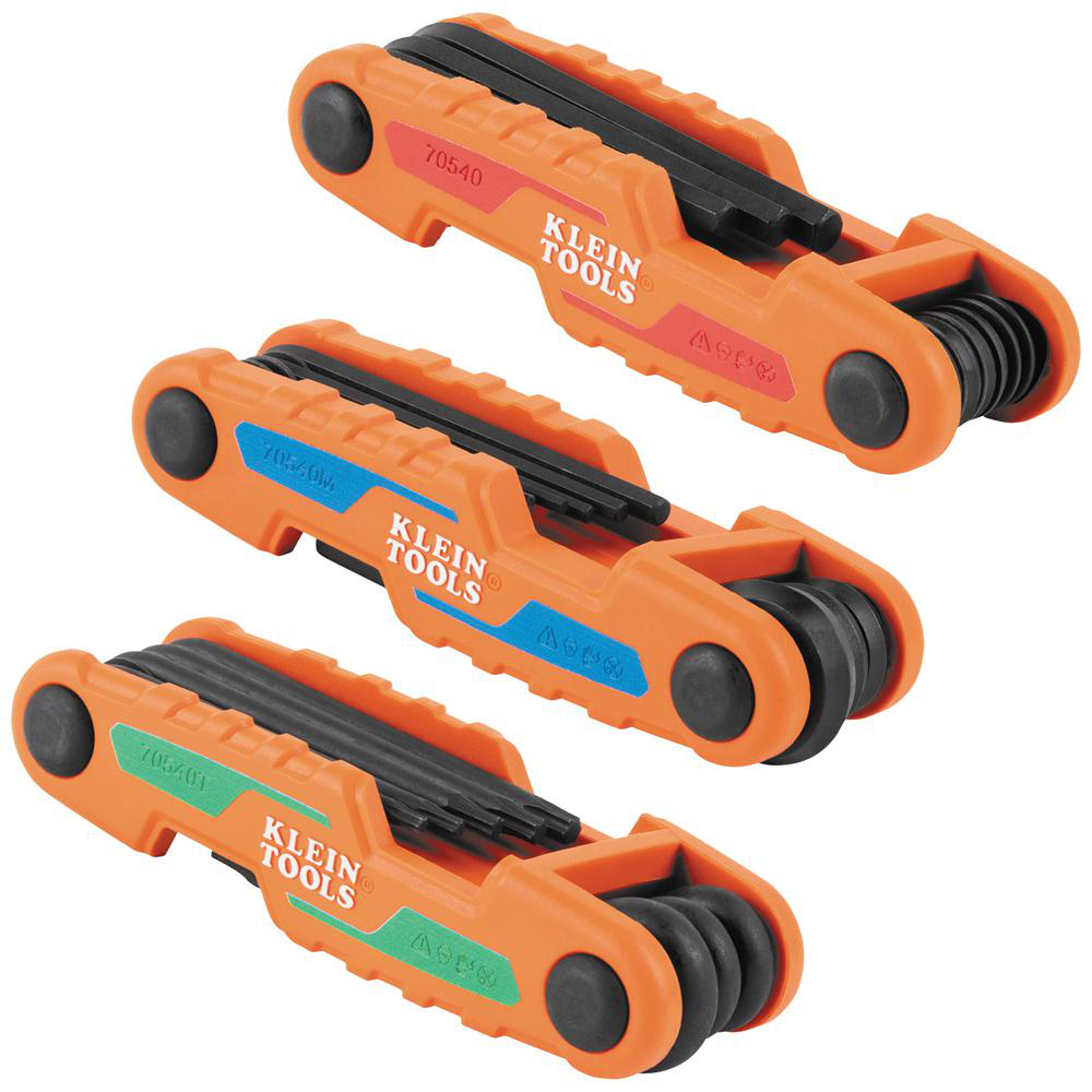 Product image for KLEIN 70543 TOOL HEX KEY SET COMPACT FOLDING 25KEYS SAE/ METRIC/ TORX 3PCS