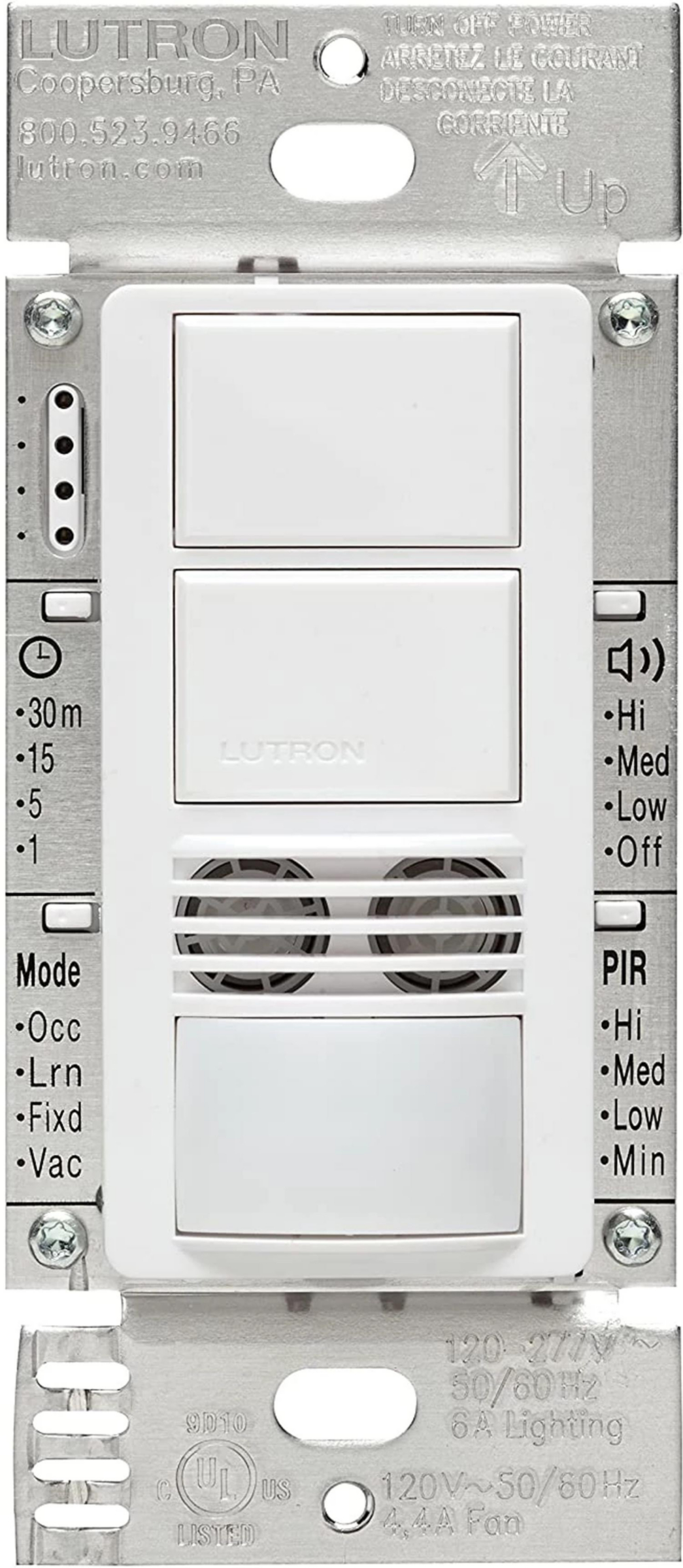 LUTRON MS-A202-WH SENSOR MAESTRO 1POLE DUAL CIRCUIT DT NO NEUTRAL WHITE