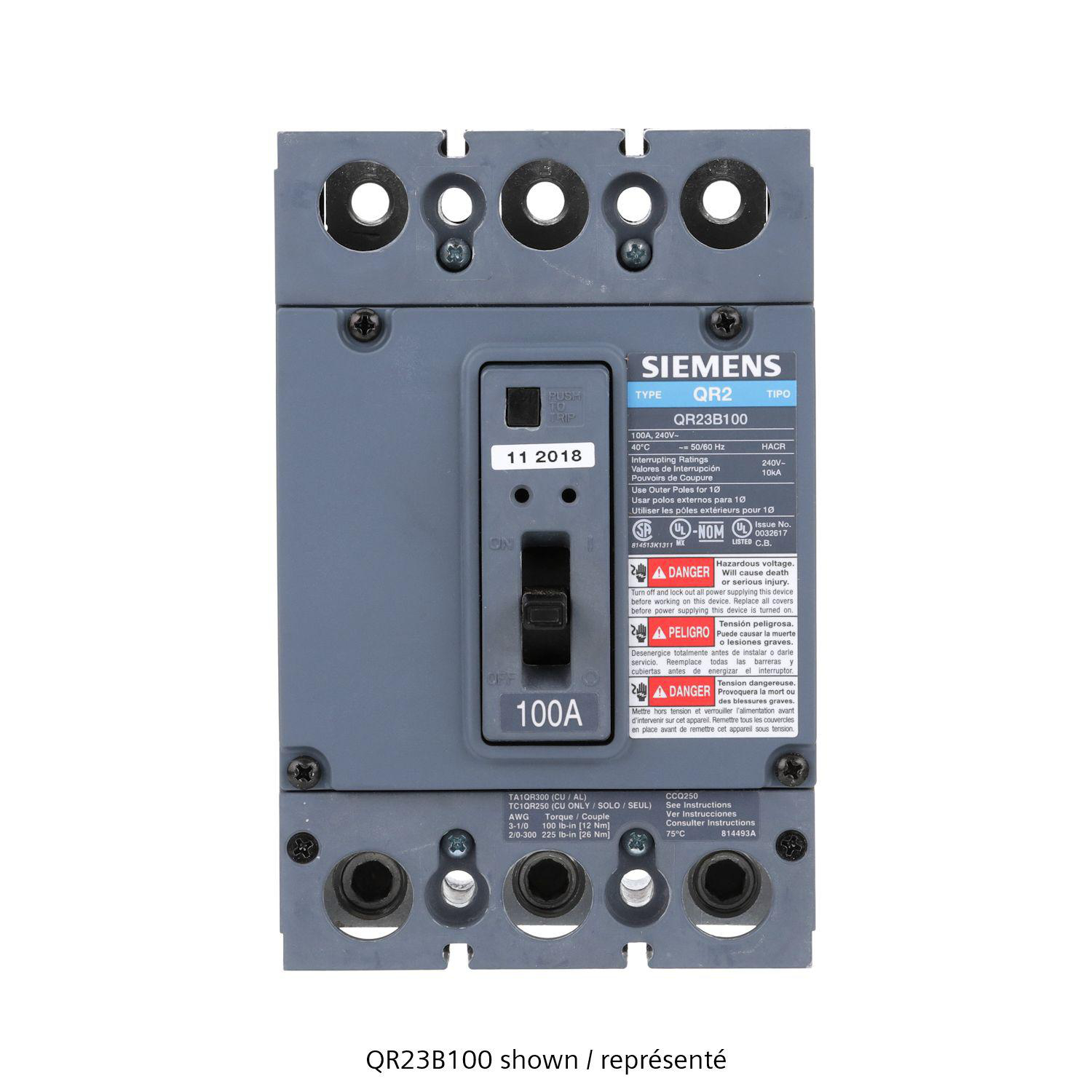 Product image for QR MCCB,25kA@240V,2P,100A,STD,TM