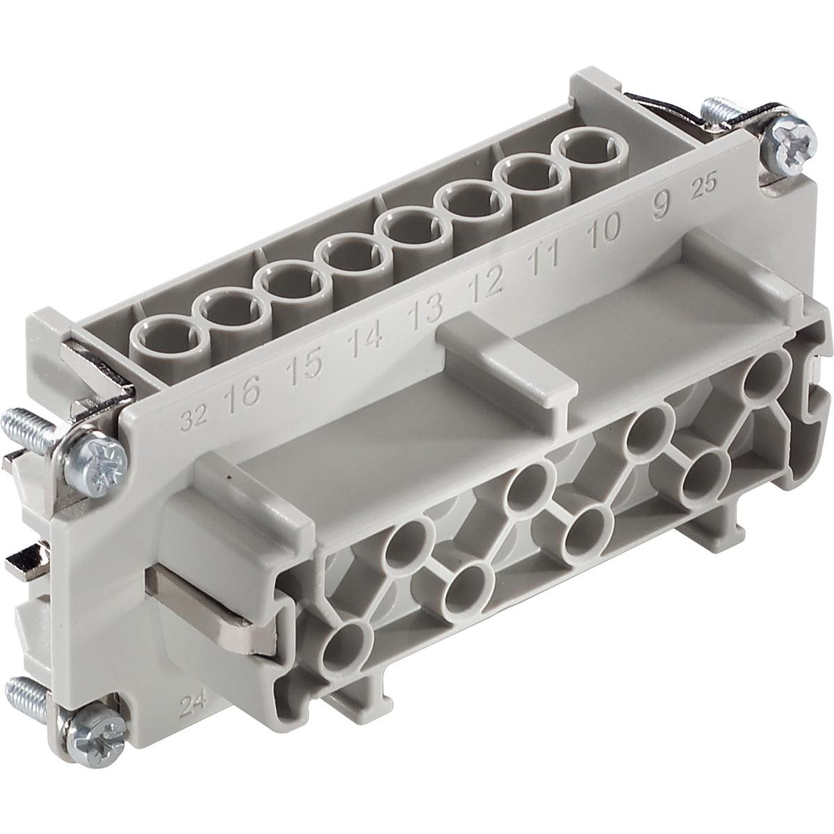 Product image for EPIC 10195000 CONNECTOR FEMALE INSERT 16 PIN RECTANGULAR 16A 600V WITH WIRE PROTECTION SCREW TERMINATION HBE16