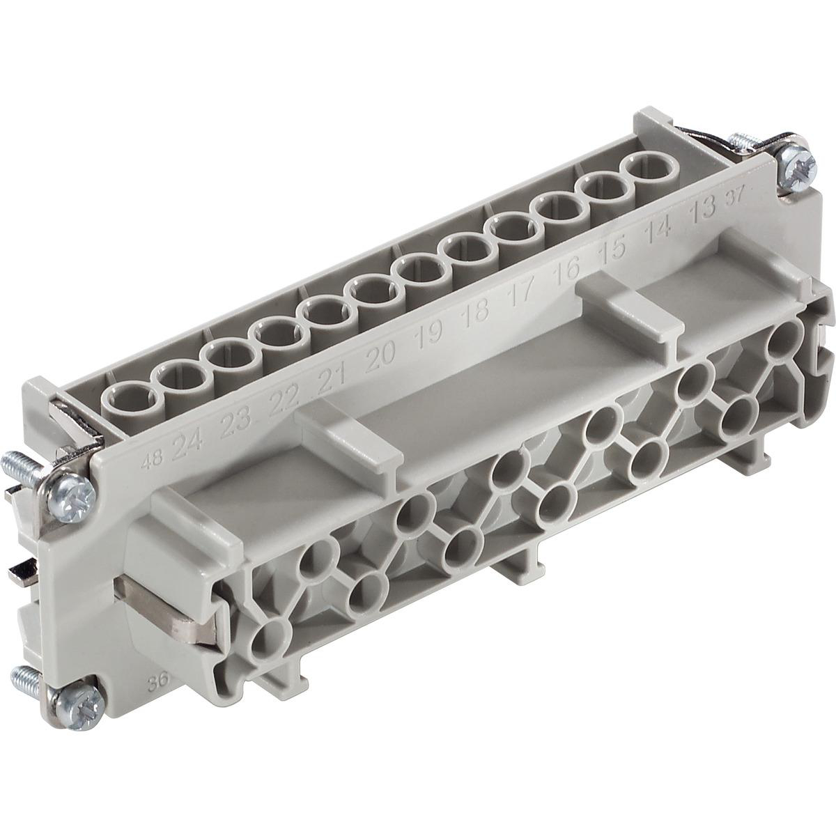 EPIC 10197000 FEMALE CONNECTOR INSERT 24 PIN RECTANGULAR 16A 600V WITH WIRE PROTECTION SCREW TERMINATION HBE24
