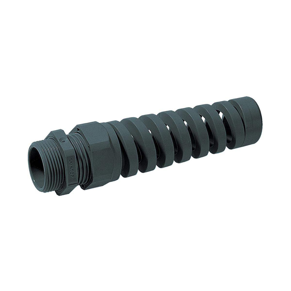 Product image for OLFLEX S2312 SPIRAL STRAIN RELIEF CONNECTOR NPT 1/2" 0.197" TO 0.472" WITH LOCKNUT SKINTOP SLN FLEX POLYAMIDE BLACK