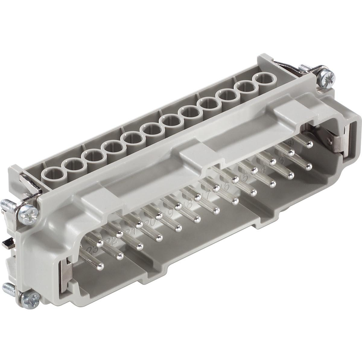 EPIC 10196000 MALE PLUG CONNECTOR INSERT 24 PIN RECTANGULAR 16A 600V WITH WIRE PROTECTION SCREW TERMINATION HBE24