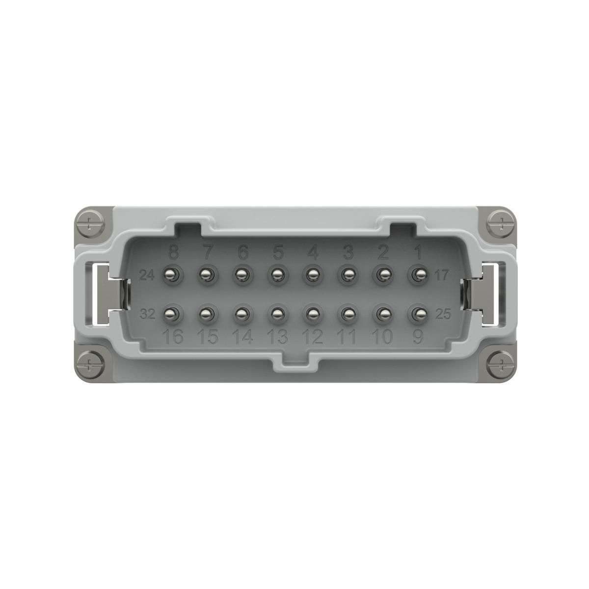 Product image for EPIC 10194000 MALE PLUG CONNECTOR INSERT 16 PIN RECTANGULAR 16A 600V WITH WIRE PROTECTION SCREW TERMINATION HBE16