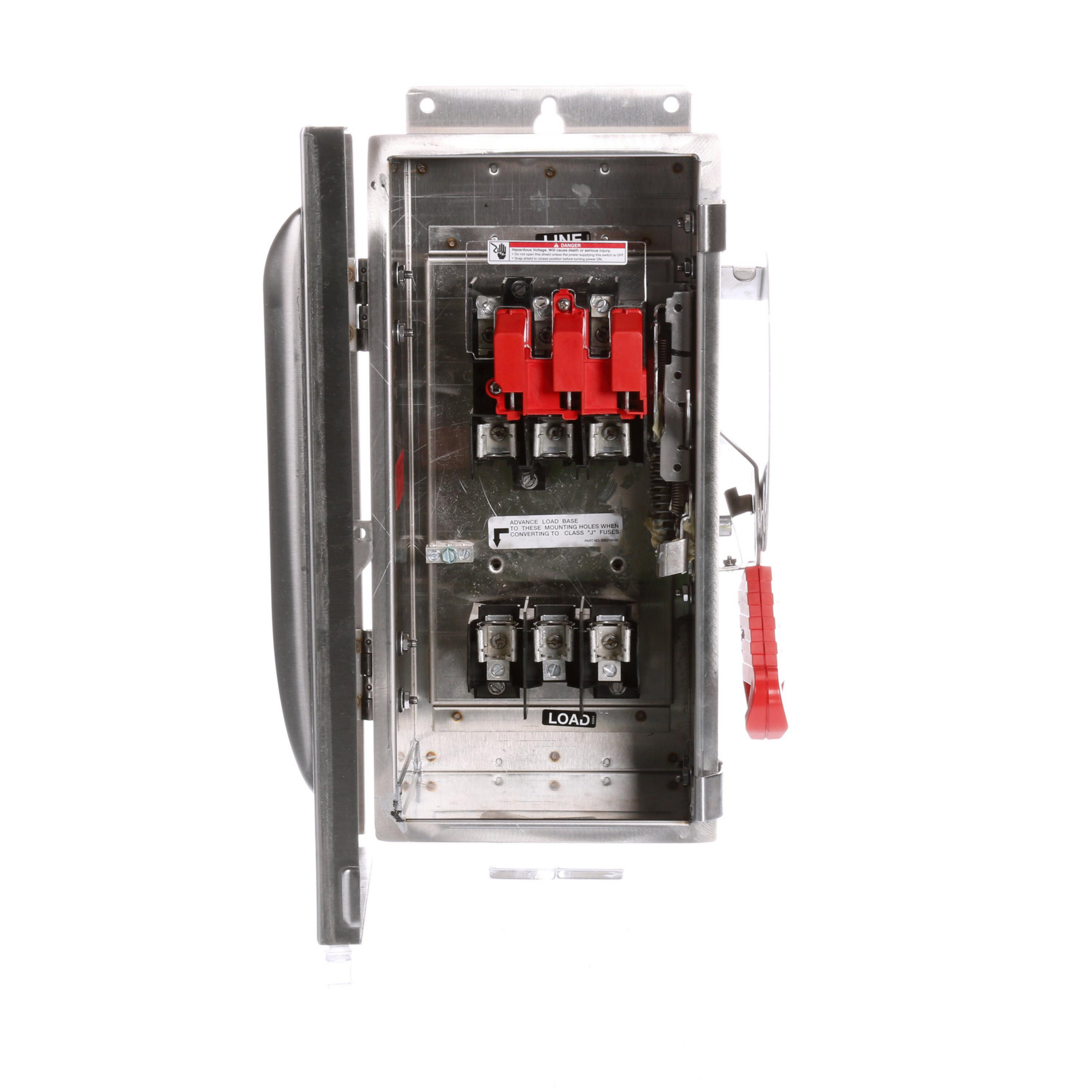 Product image for SIED HFC361S DISCONNECT 30A 600V 3P 3WIRE NEMA4X SSTL SAFETY SWITCH