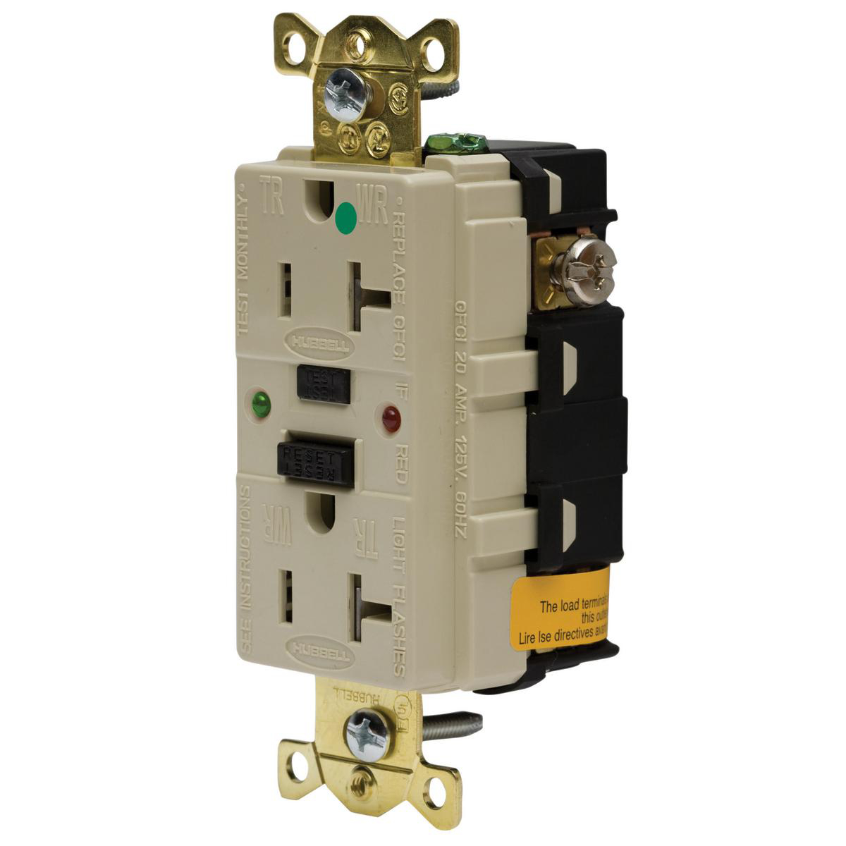 Product image for Receptacle GFCI thermoplastic 2P3W 20A 5-20R ivo