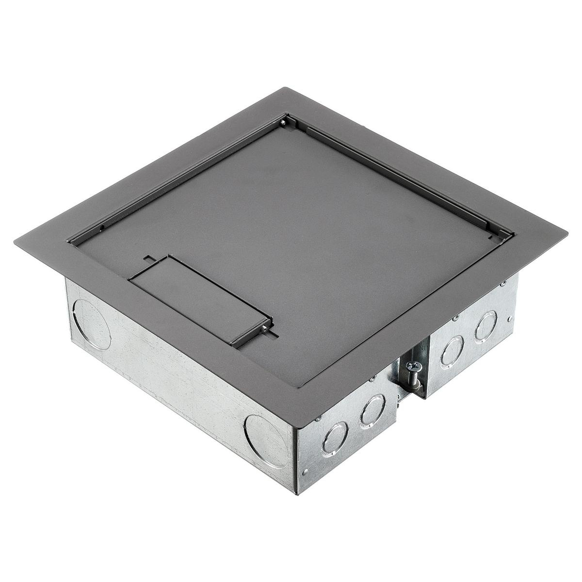 Product image for Box floor raised access 4-gang shallow grey 10x10x2.62"