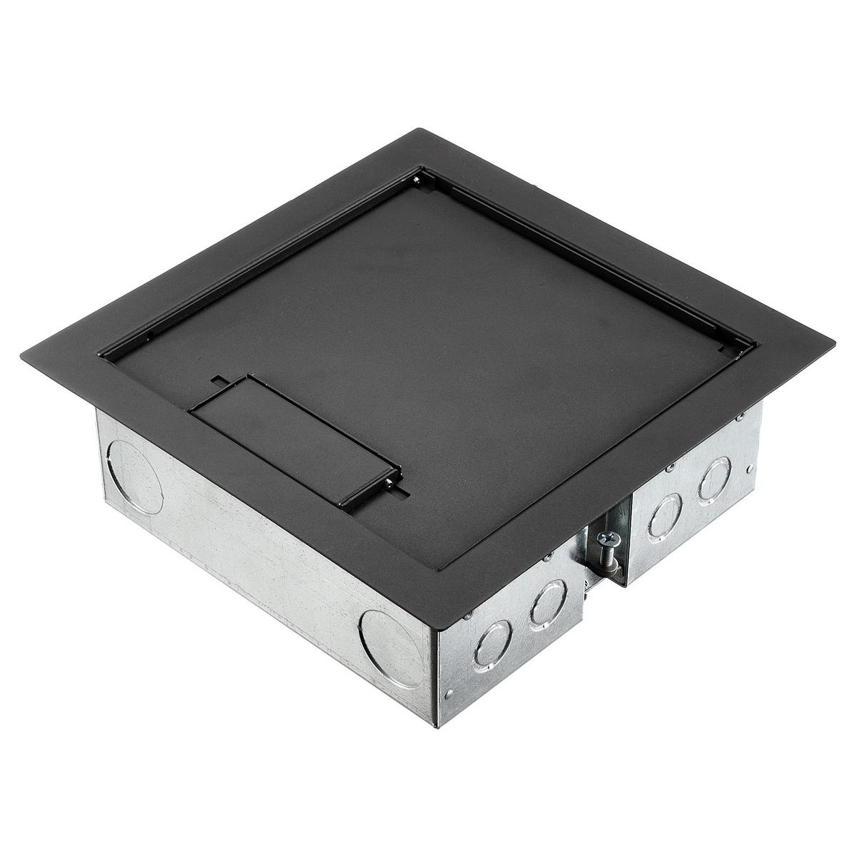 Product image for Box floor raised access 4-gang shallow black 10x10x2.62"