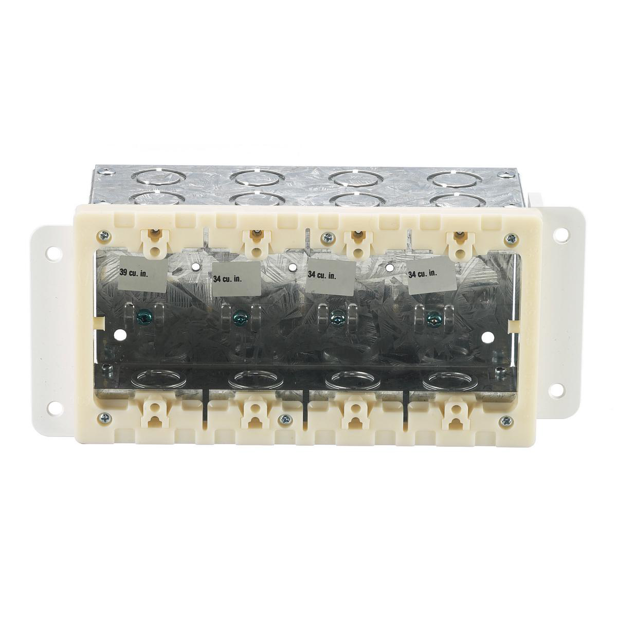 Product image for Box wall 4-gang steel multi-service recessed for drywall