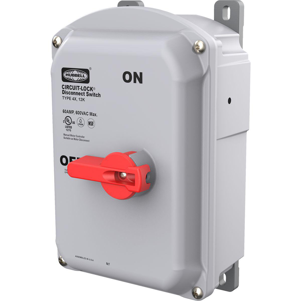 Product image for HUB HBLDS100AC DISCONNECT SWITCH 100A NONFUSED NEMA 4X HBLAC1 SLOPED TOP