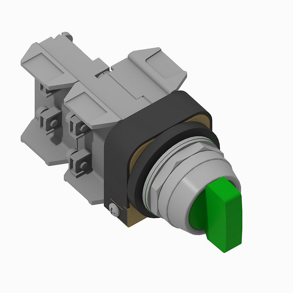 Product image for Switch selector 1NOEM-1NCLB spring return from both knob B7-cam 24V green