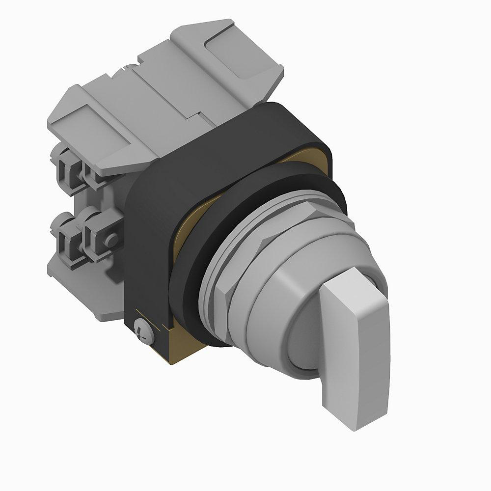 Product image for Switch selector 1NO-1NC spring return from both knob lever B7-cam 24V white