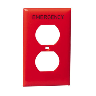 Product image for Wallplate standard 1-gang 1-duplex receptacle thermoplastic red