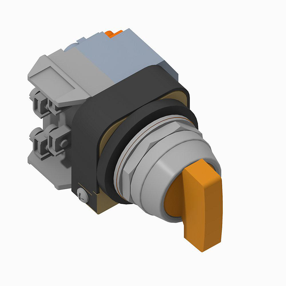 Product image for Switch selector 1NO-1NC maintained knob lever KB6-cam 240V amber