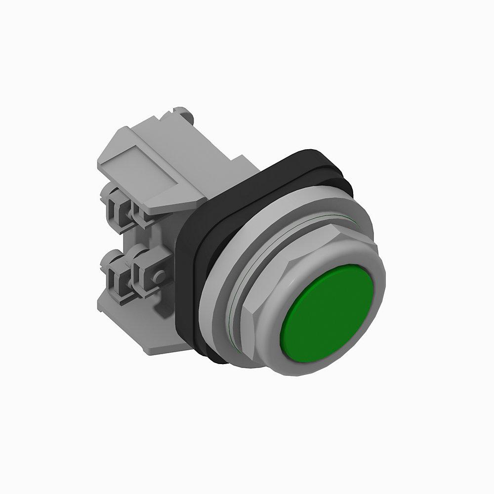 Product image for Operator pushbutton 2NO flush head logic green