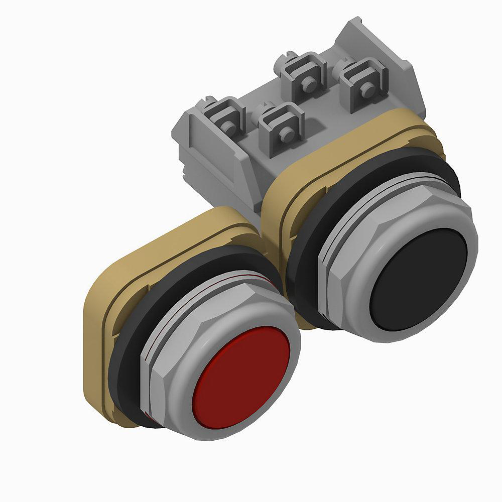 Product image for Pushbutton 1NO-1NC maintained flush head red/black