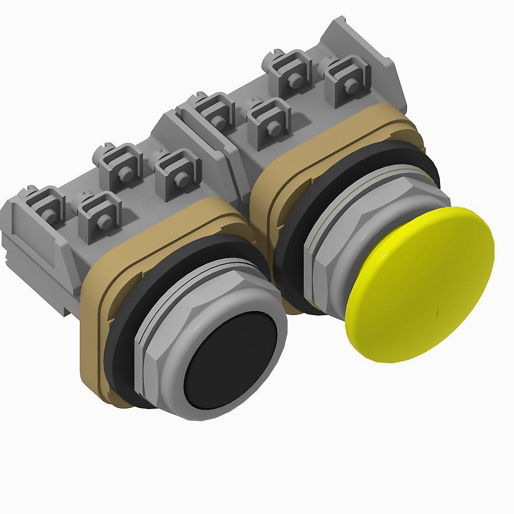 Product image for Pushbutton 2NO-2NC maintained flush/mushroom head black/yellow