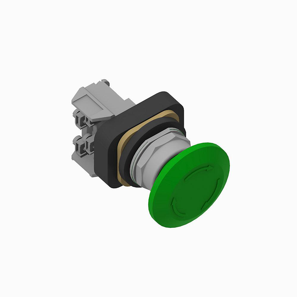 Product image for Pushbutton push-pull/twist 1NCLB-1NO jumbo head green