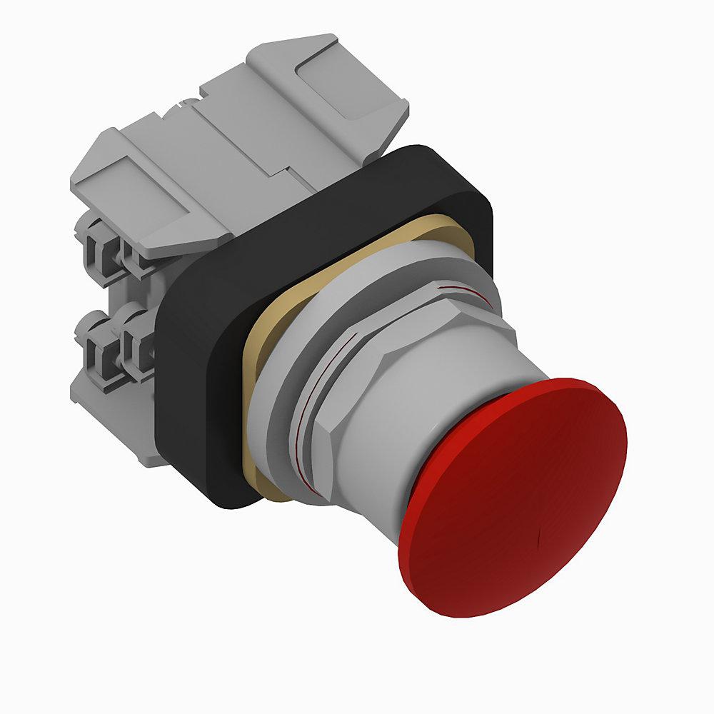 Product image for Pushbutton momentary mushroom head 240VAC/DC red