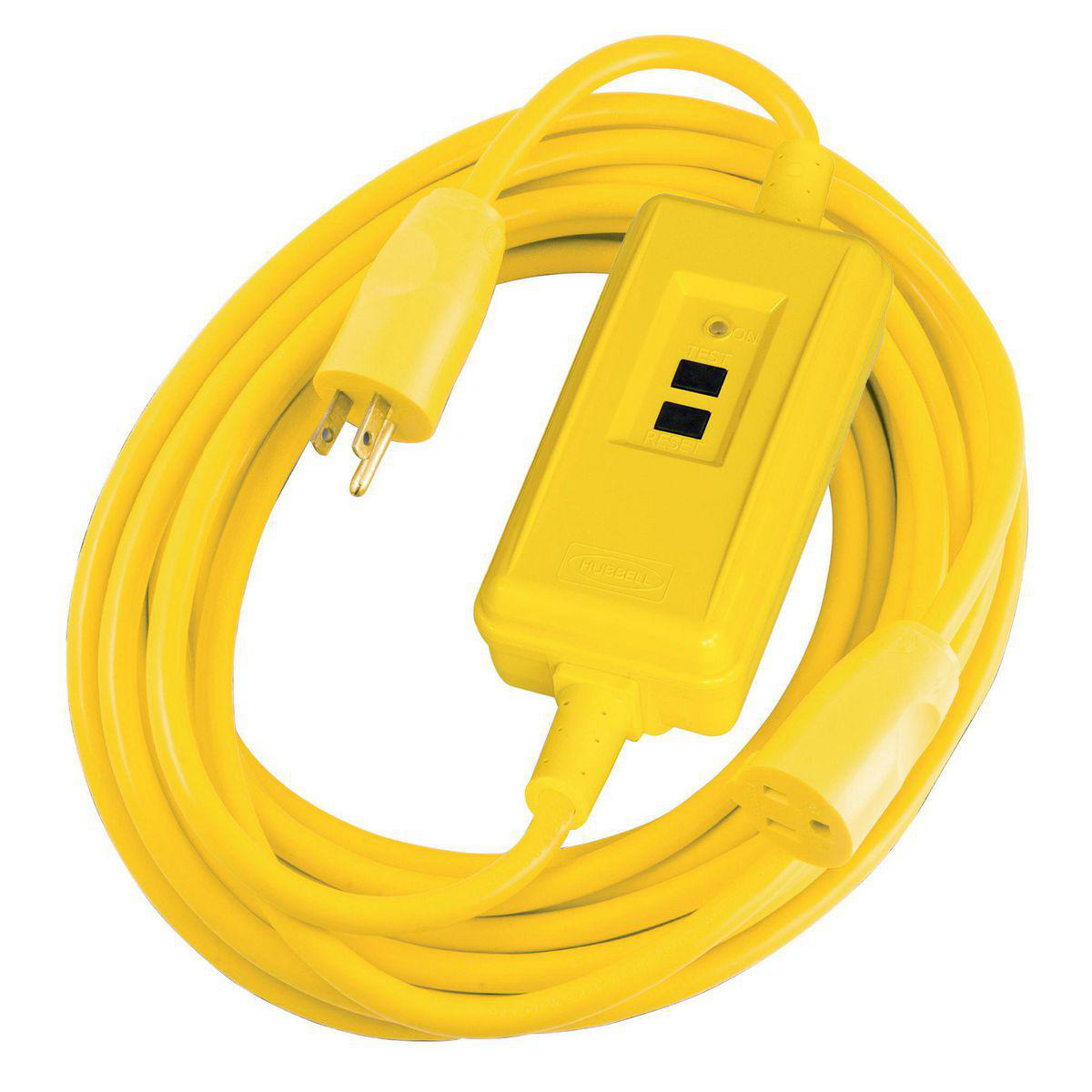 HUB GFPST25C15A PORTABLE CORD GFCI 15A 120V AUTOMATIC RESET 25FOOT YELLOW
