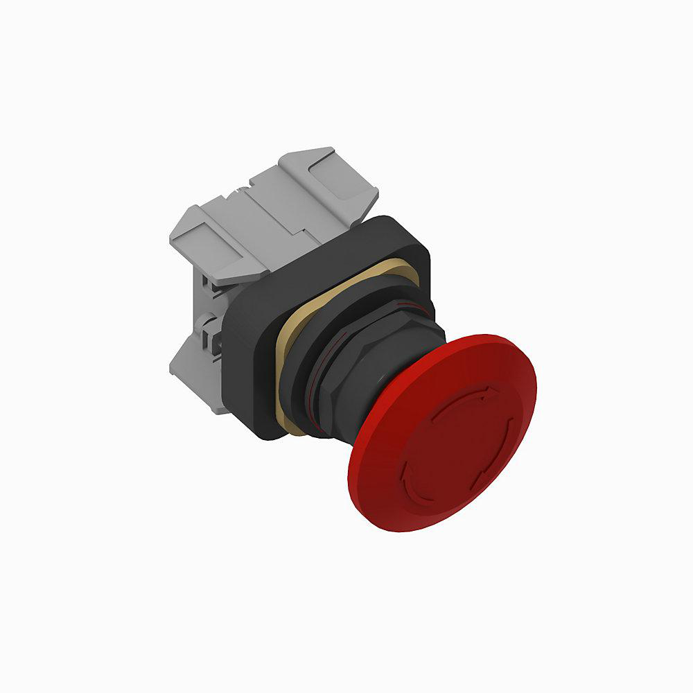 Product image for Pushbutton push-pull/twist 1NCLB 12-130VAC/DC LED jumbo mushroom head red