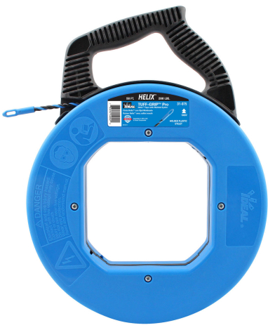 Product image for IDEAL 31-075 FISH TAPE HELIX BRAIDED TUFF-GRIP PRO CASE 50' MOLDED TIP