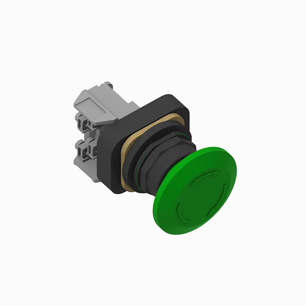 Product image for Pushbutton push-pull/twist 1NCLB-1NO jumbo head green