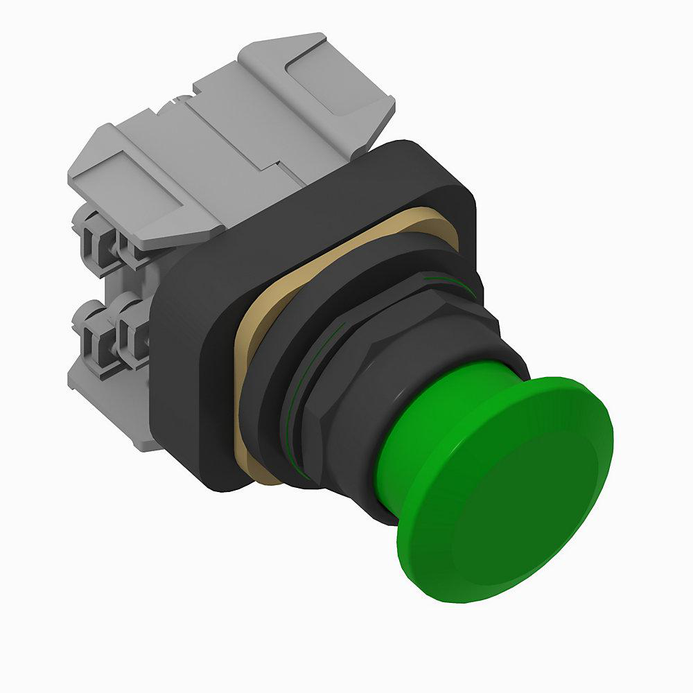Product image for Pushbutton push-pull 1NO-1NC 24VAC/DC incandescent mushroom head green