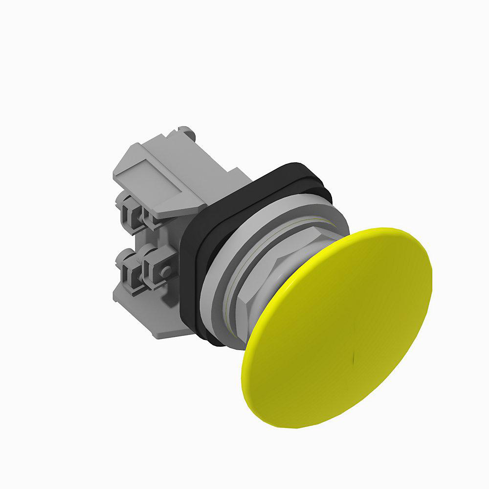 Product image for Pushbutton 2NO jumbo metal mushroom head yellow