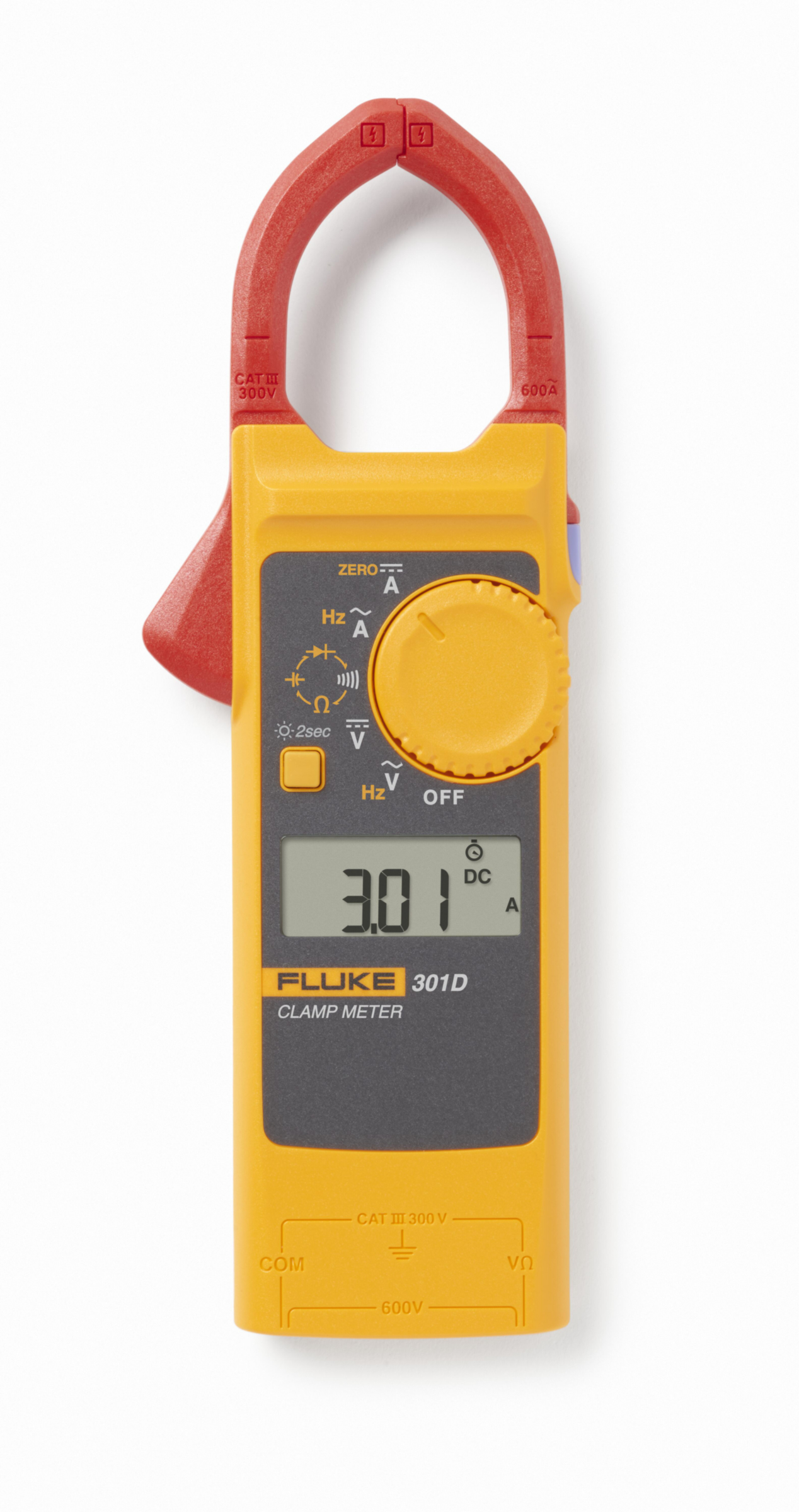 Product image for FLUKE-301D/ESP,600A AC/DC CLAMP METER WITH SLIM BODY AND THIN JAW ARM