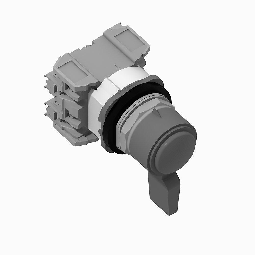 Product image for Switch selector 2NO-2NC maintained metal wing lever grey