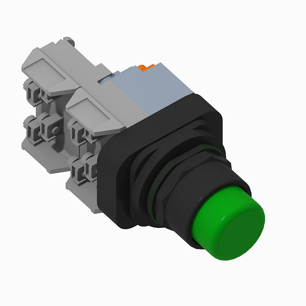 Product image for Pushbutton extended head without guard 120VAC green lens