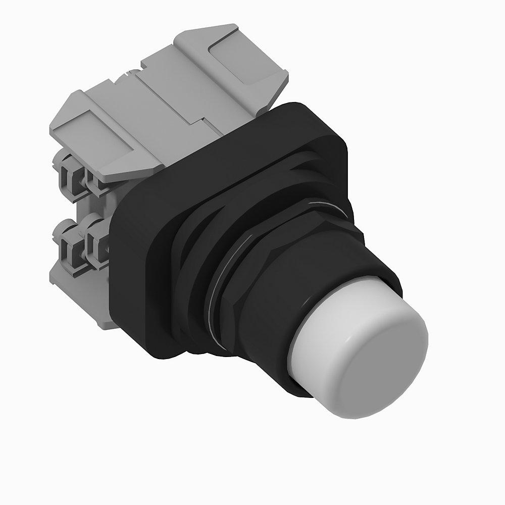 Product image for Pushbutton extended head without guard 240VAC/DC white lens