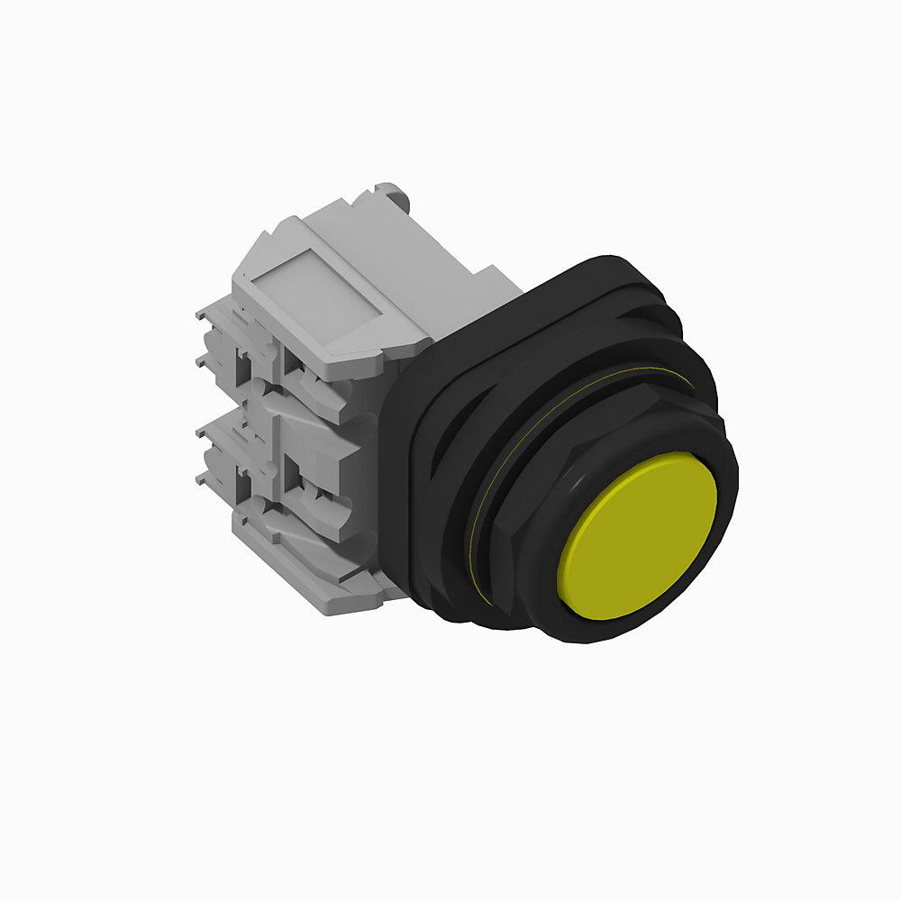 Product image for Operator pushbutton 2NO standard flush head finger safe guards yellow