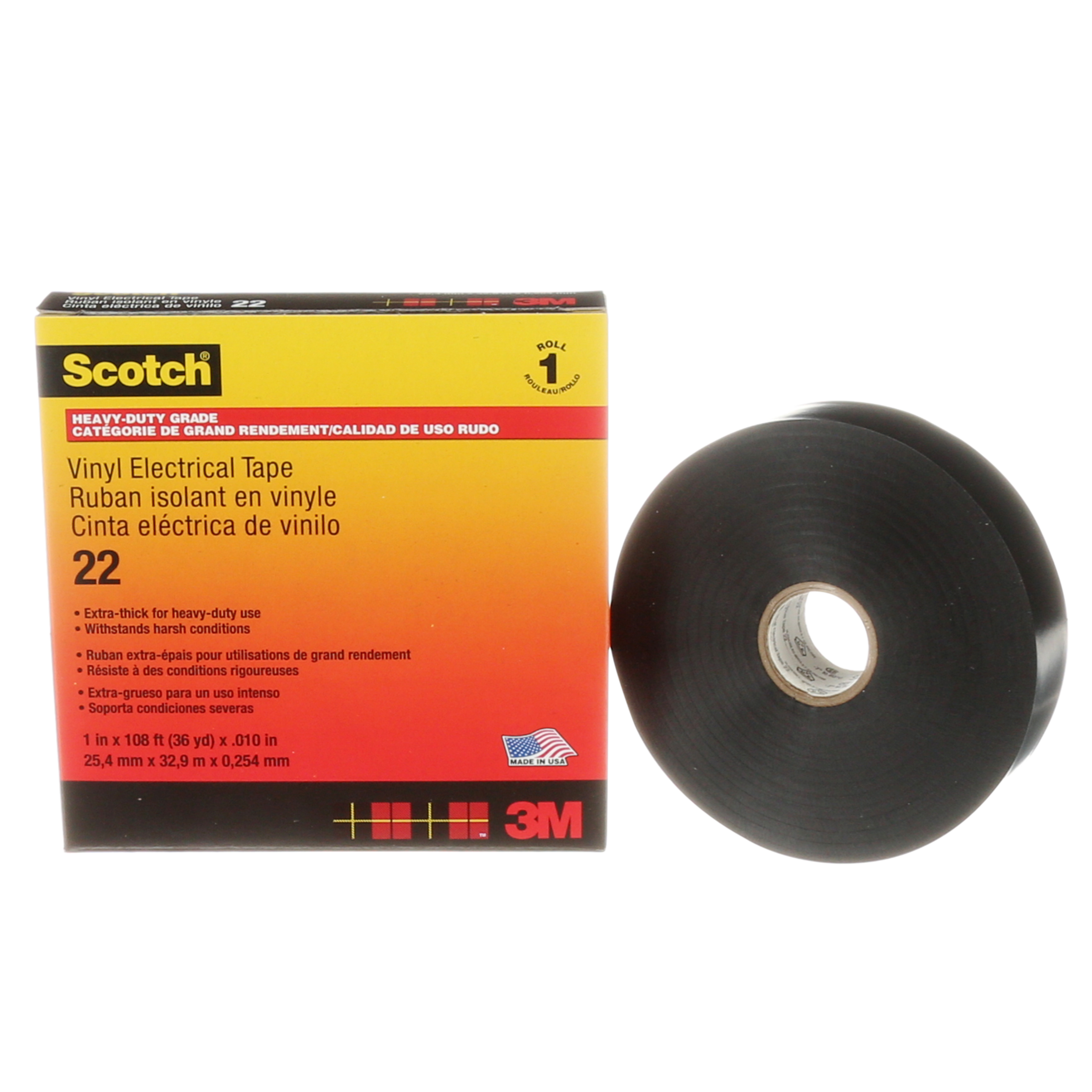 MMM 22-1X36 7000042539 TAPE #22 SCOTCH VINYL TAPE 1" X 36 YDS
