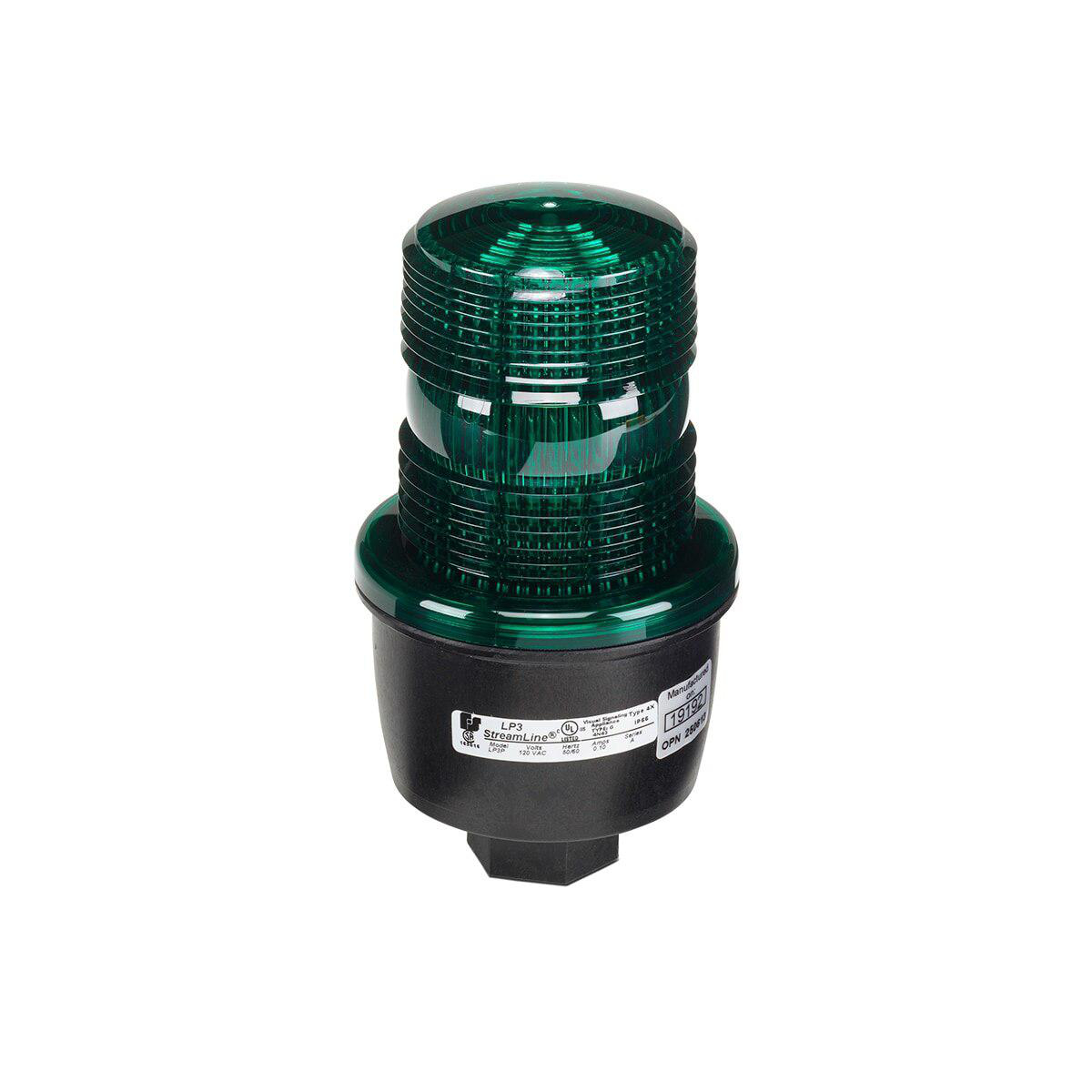 Product image for Light low profile strobe pipe mount 0.1A 120V green