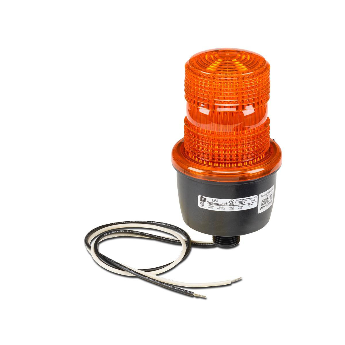 Product image for STROBE LIGHT MALE PIPE MT 12-48VDC AMBER