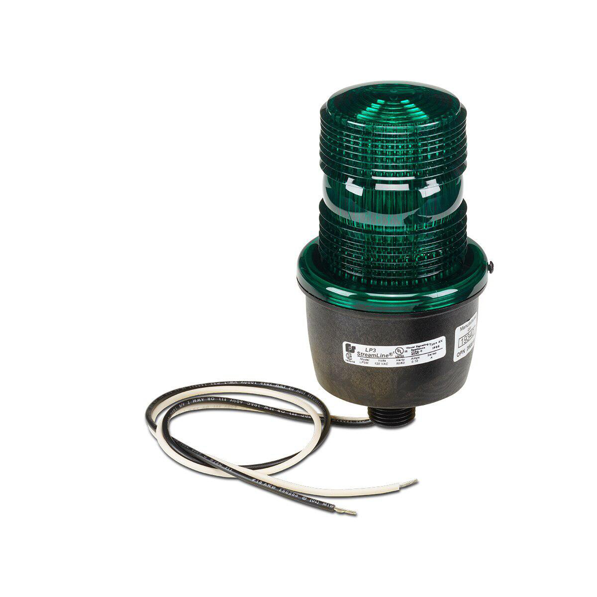 Product image for Light strobe male pipe mount 120V green
