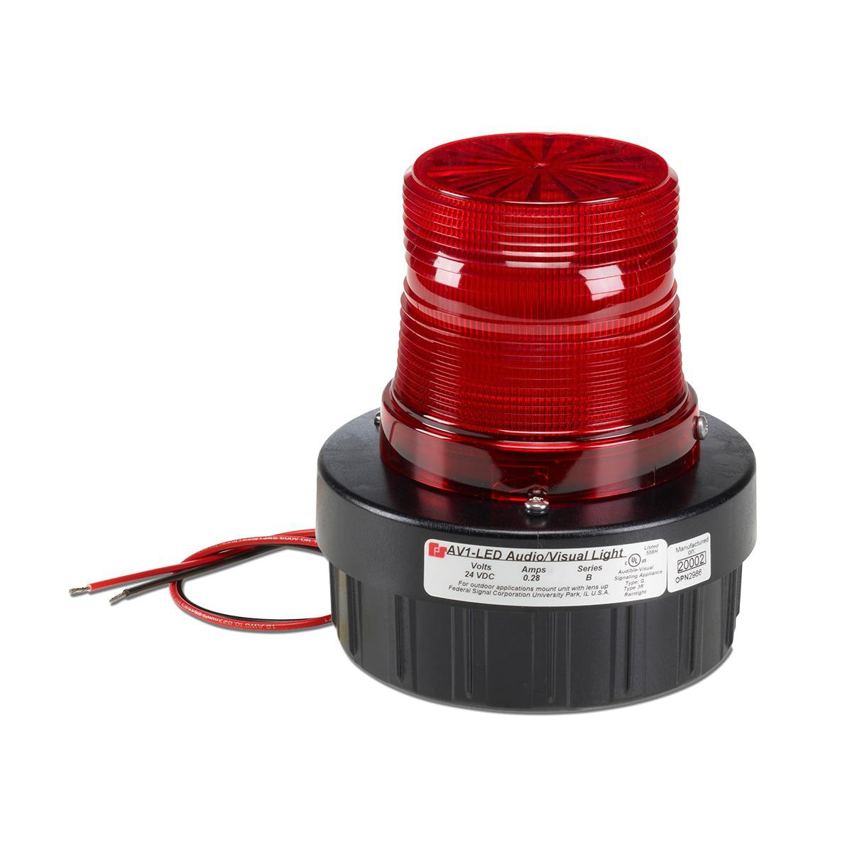 Product image for FEDERAL_SIGNAL AV1-LED-120R HORN COMBINATION LIGHT AND SOUNDER 120V LED RED