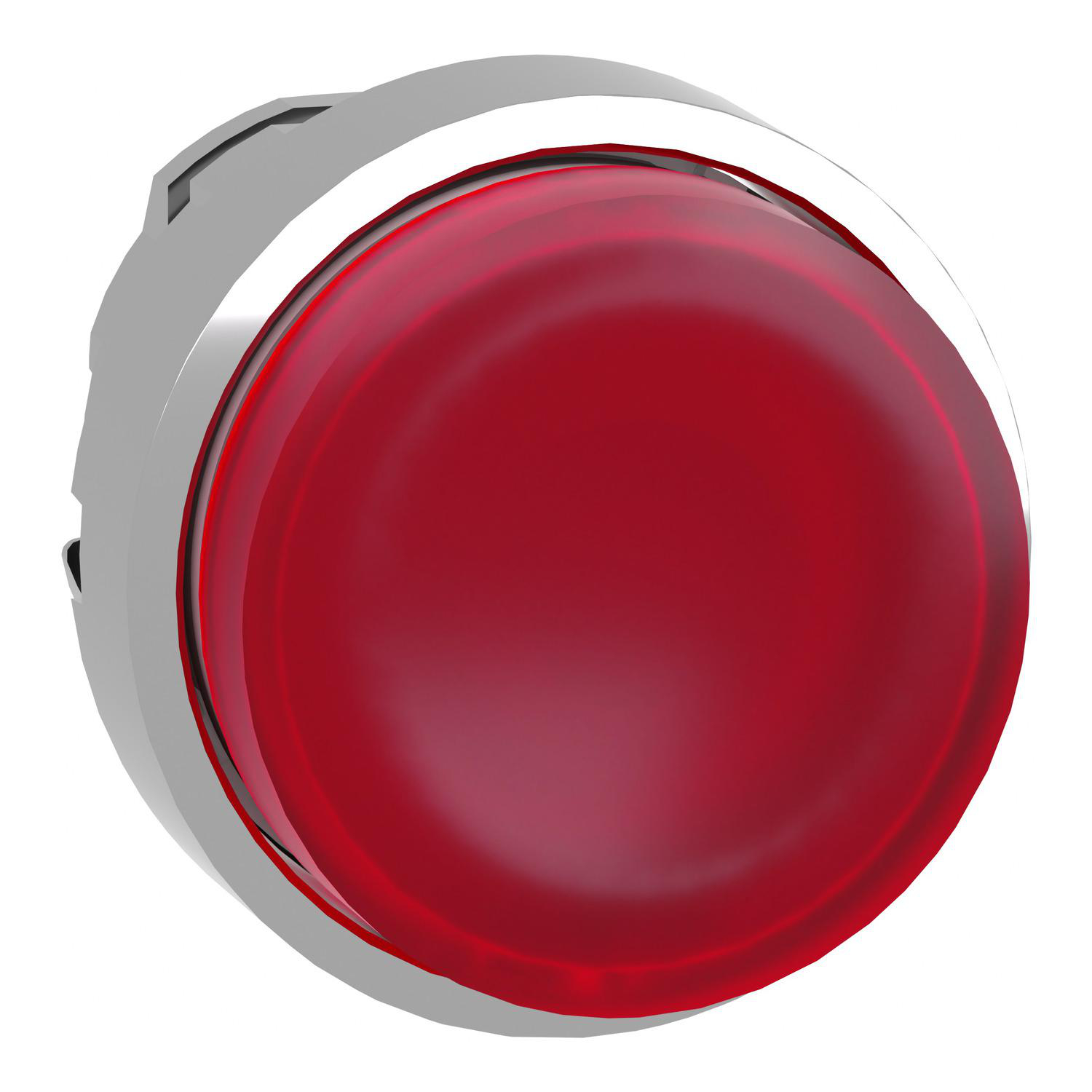 Product image for HEAD FOR ILLUMINATED PUSH BUTTON, HARMONY XB4, METAL, RED PROJECTING, 22MM, UNIVERSAL LED, SPRING RETURN, PLAIN LENS