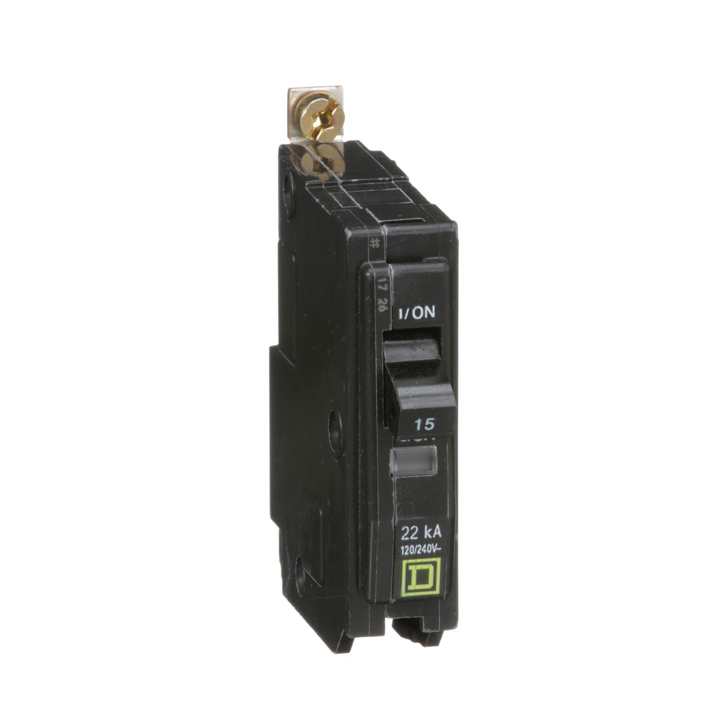 Product image for MINI CIRCUIT BREAKER, QO, 15A, 1 POLE, 120/240VAC, 22KA, BOLT ON