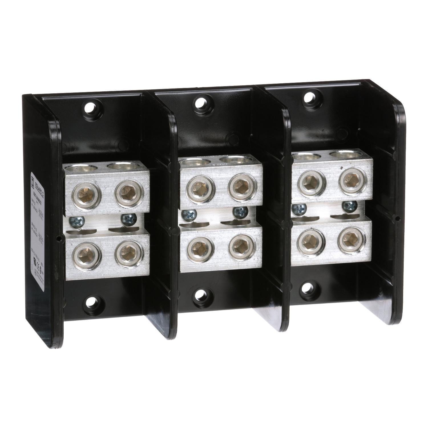 Product image for POWER DISTRIBUTION BLOCK, LINERGY, 3 POLE, 2 LINE, 2 LOAD, 620A CU, 500A AL, 600V
