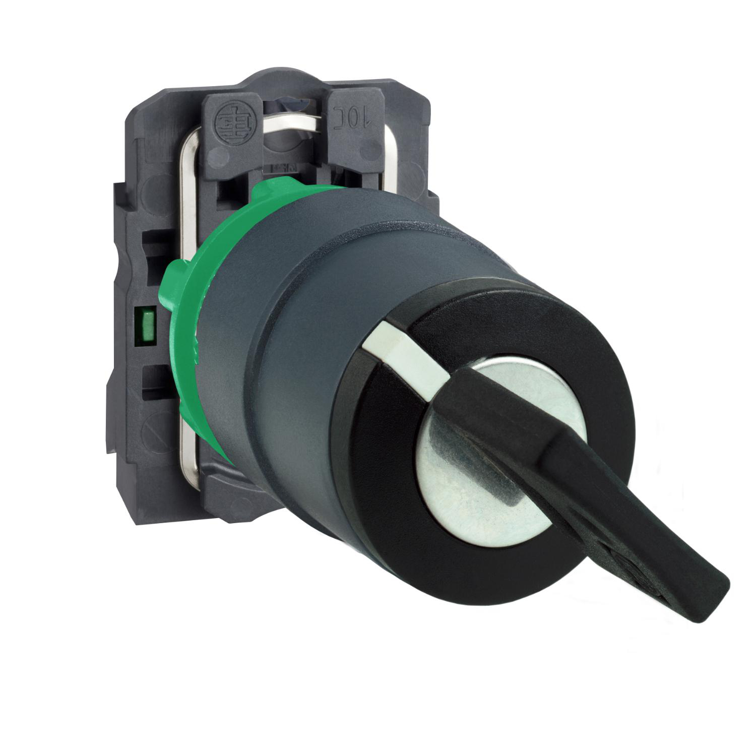 Product image for KEY SWITCH SELECTOR, HARMONY XB5, PLASTIC, BLACK, 22MM, KEY 455, 2 POSITIONS, STAY PUT, 1 NO