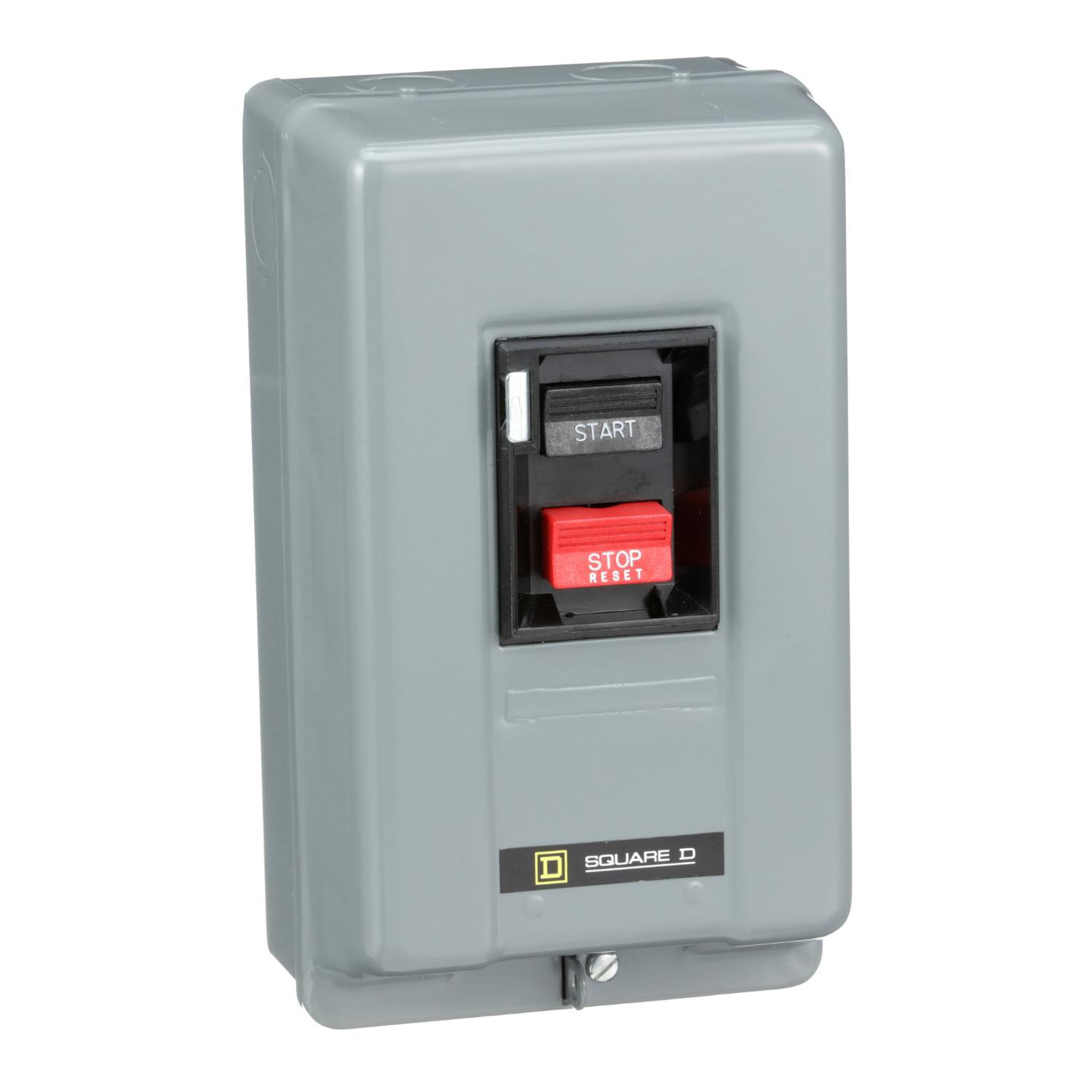 Product image for MANUAL STARTER, INTEGRAL HORSEPOWER, NEMA M1, 600VAC, 3 POLE, 10HP AT 380/575VAC, 3 PHASE, NO INDICATOR, NEMA 1