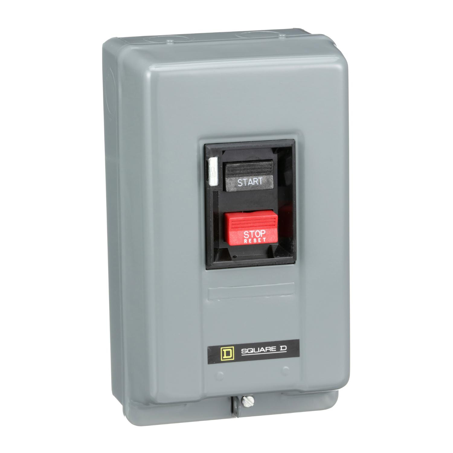 Product image for MANUAL STARTER, INTEGRAL HORSEPOWER, NEMA M0, 600VAC, 3 POLE, 5HP AT 380/575VAC, 3 PHASE, NO INDICATOR, NEMA 1